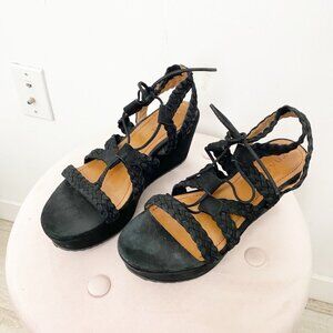 Trask Black Braided Platform Sandals